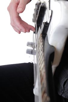 Playing Electrical Bass Guitar Isolated Royalty Free Stock Photo Playing Electrical Bass Guitar Isolated Royalty Free Stock Photo