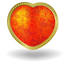 Red Heart With Red Floral Ornament Stock Photography Red Heart With Red Floral Ornament Stock Photography