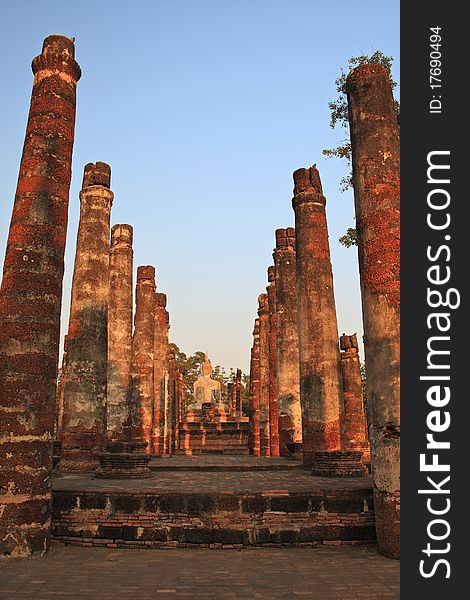 Inside of the Wat Sri Sawat temple in Sukhothai Historical Park, center of Thailand. Inside of the Wat Sri Sawat temple in Sukhothai Historical Park, center of Thailand