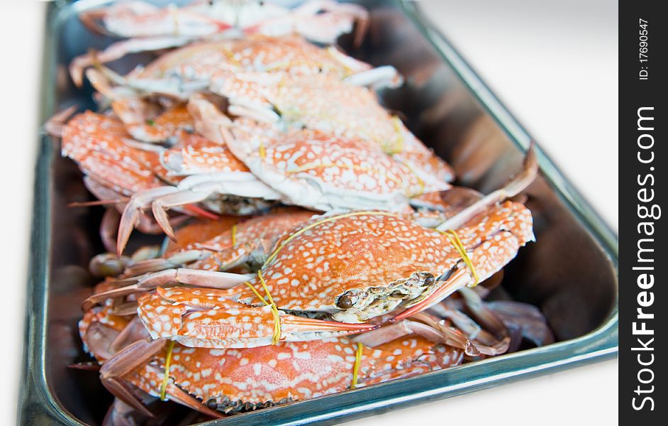The image of steamed blue crab