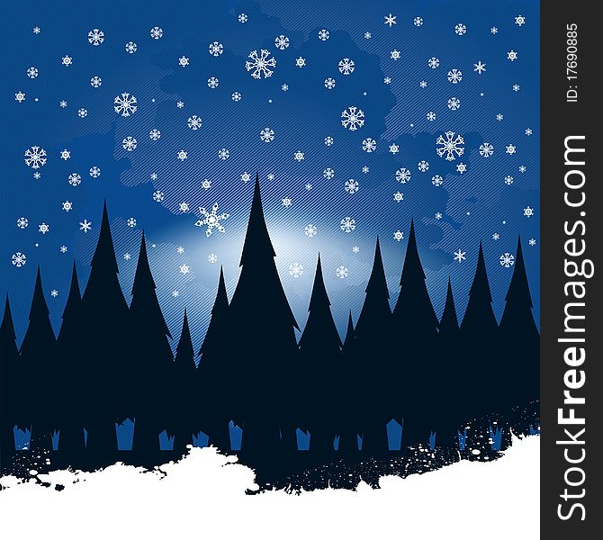 Winter silhouette background illustration vector. Winter silhouette background illustration vector