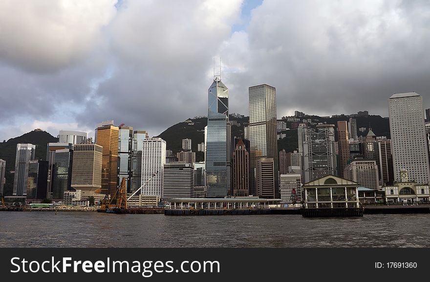 View of Hong Kong cost line from the sea