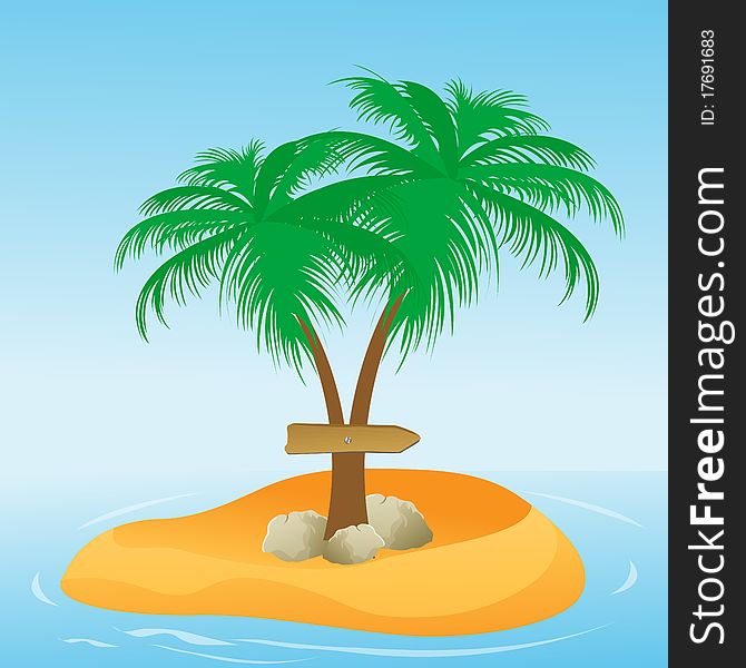 Coconut tree with direction board
