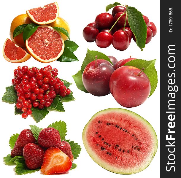 Large page of fruits isolated on the white background