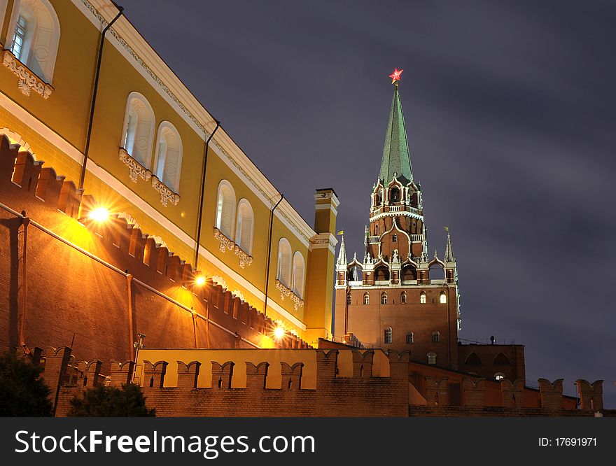 Moscow Kremlin tower and walls