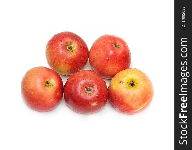 Group of five red apples