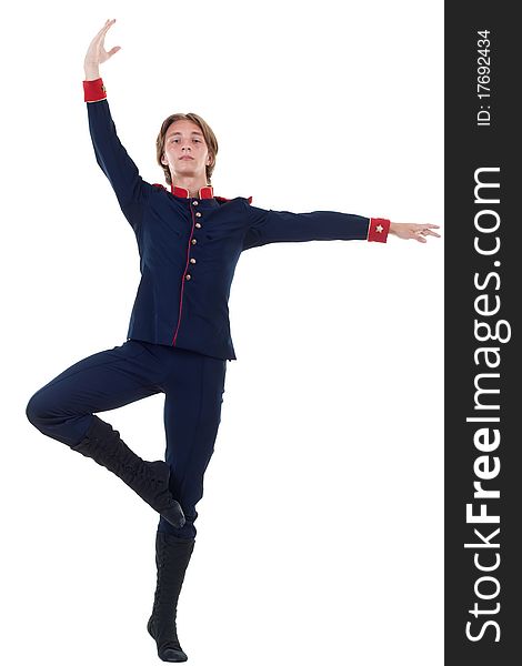 Young male Ballet Dancer over white background, pose from Shakespeare's Othello