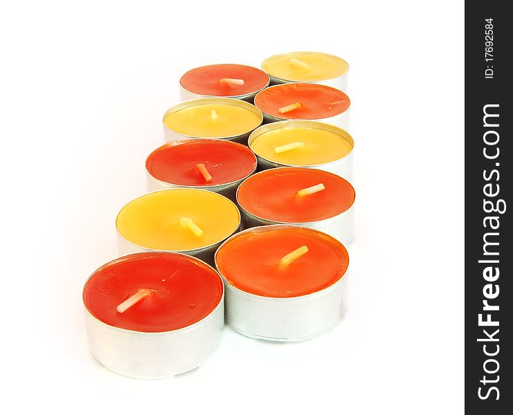 Colorful candles isolated on white