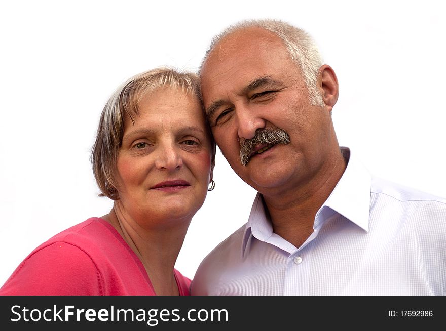 An attractive couple on a white background.