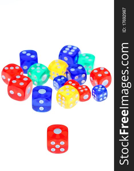 Colorful dice isolated on white background