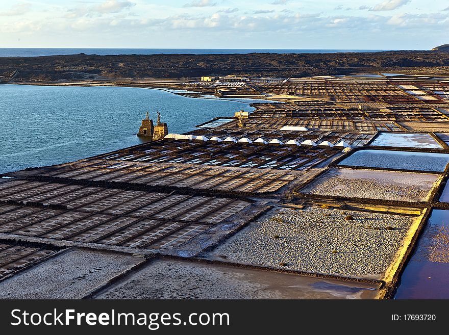 Salt refinery, Saline from Janubio, Lanzarote, Spain