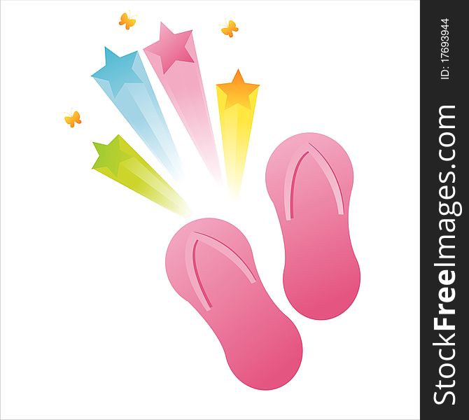 Pink flip flops with star splash