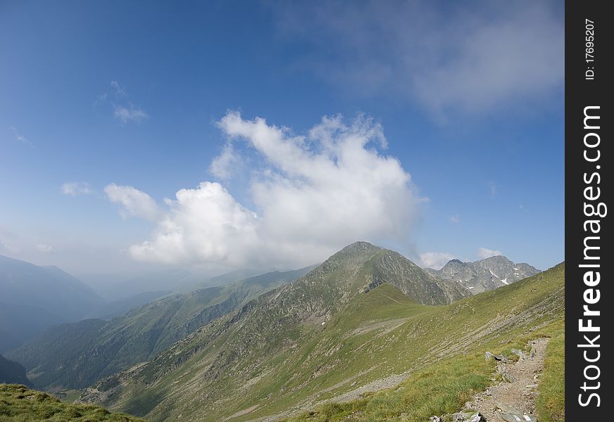 Carpathian Mountains. In background you can see Negoiu Peak on the right side and Lespezi Peak on the left side.