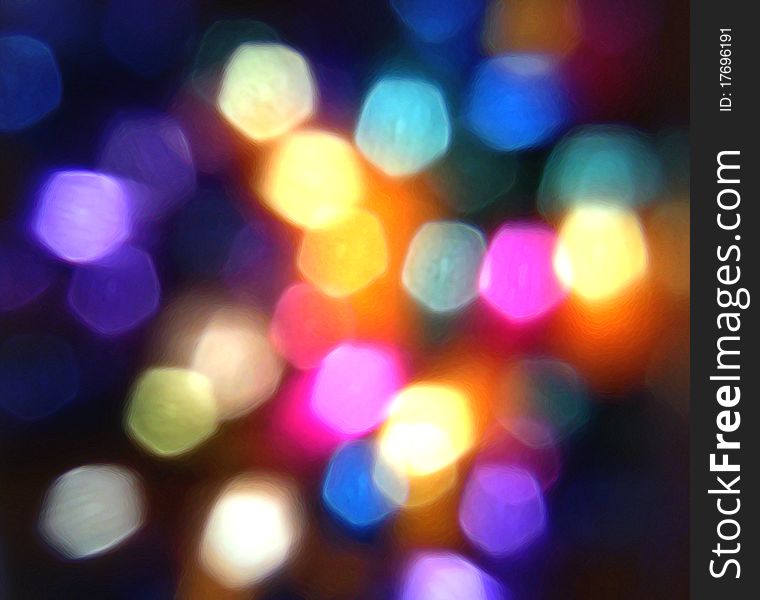 Abstract lights shining in city in different colors