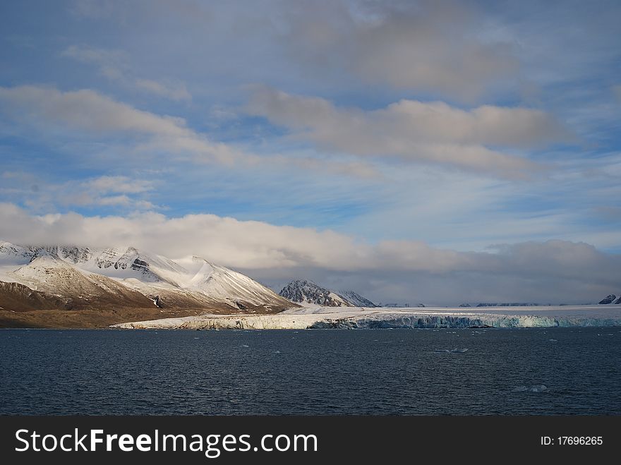 Snow and sea during the summer in svalbard islands. Snow and sea during the summer in svalbard islands