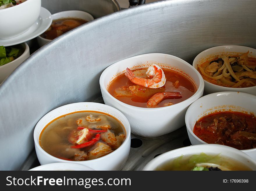 Thai foods - focus on shrimp in Kaeng Som(Hot-and-sour-curry). Thai foods - focus on shrimp in Kaeng Som(Hot-and-sour-curry)