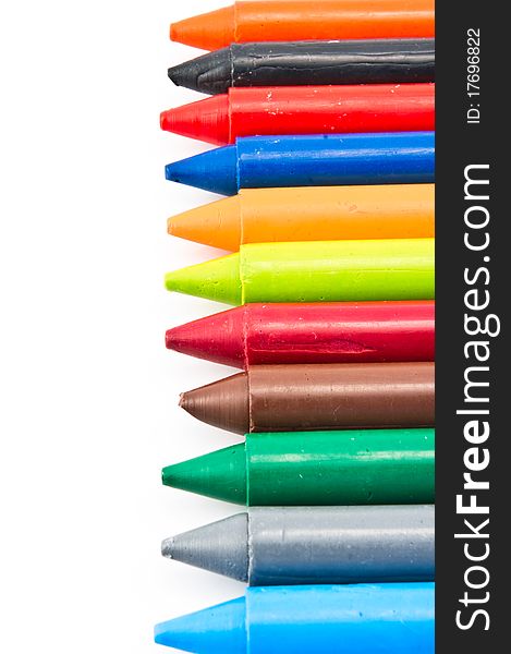 Colorful Crayons in white background