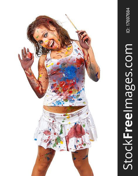 Girl Smeared In Paint