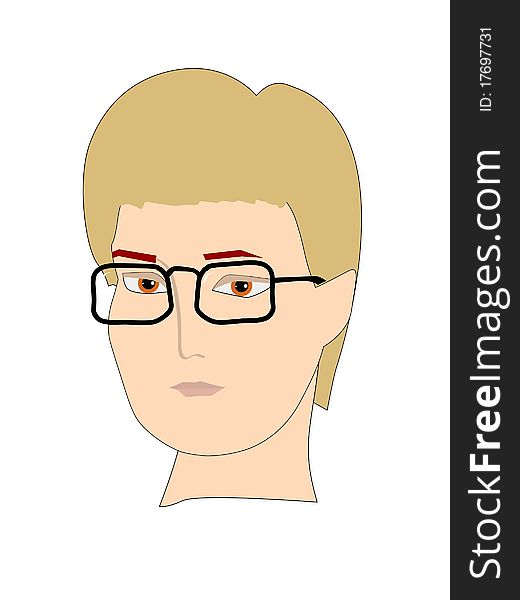 Colored illustration of guy with glasses