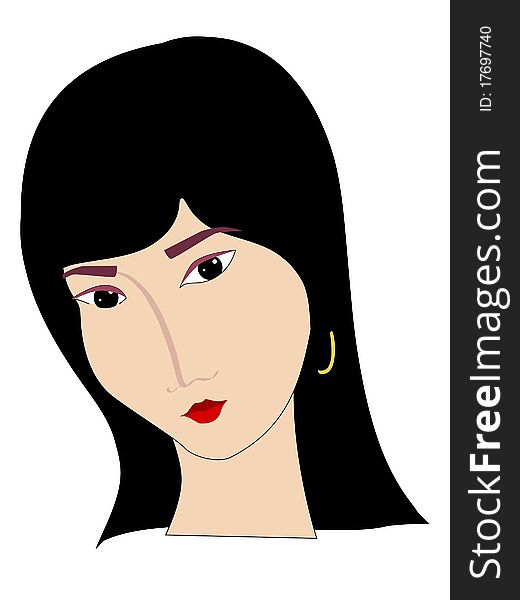 Colored illustration of Asian girl