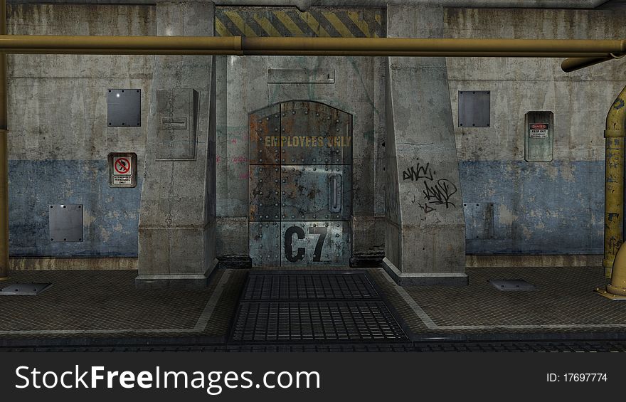 3D render of an abandoned industrial area. Sized to fit a widescreen monitor. 3D render of an abandoned industrial area. Sized to fit a widescreen monitor.