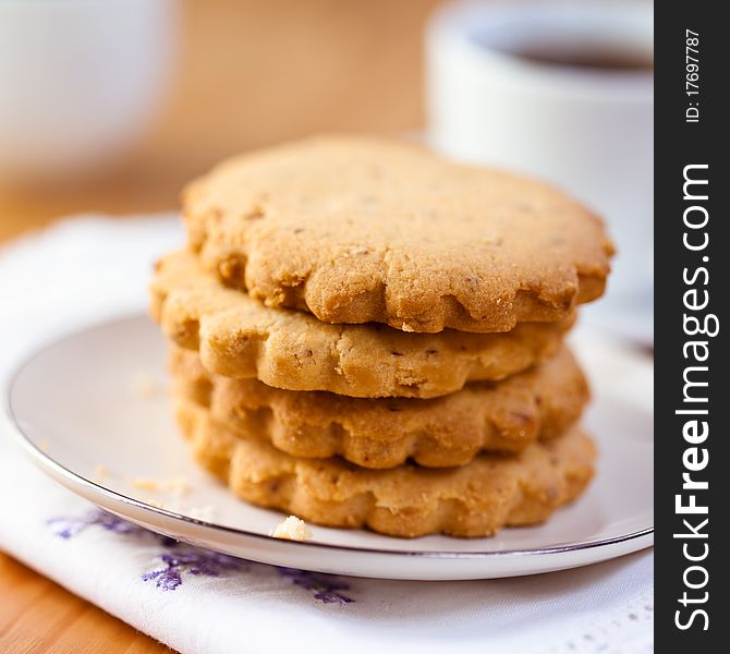 Closeup of a pile of butter biscuits. Closeup of a pile of butter biscuits