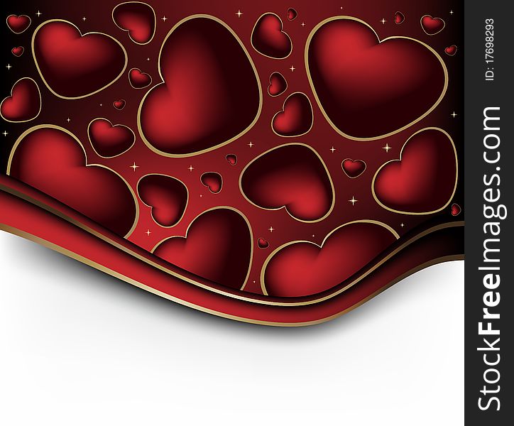 Valentines red and white background with hearts and stars. Valentines red and white background with hearts and stars