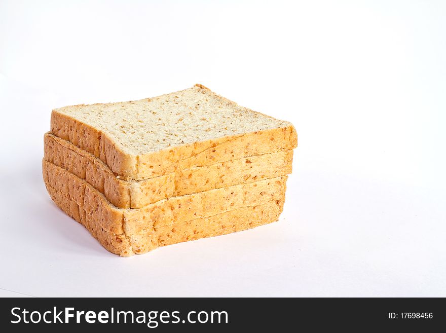 Slices of whole wheat bread isolated