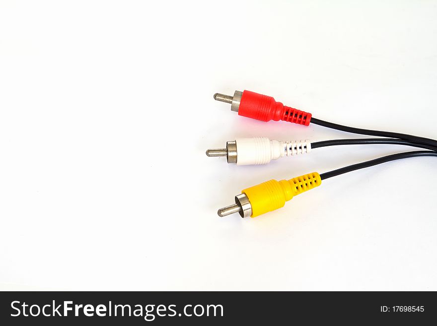 Three audio plug on white background