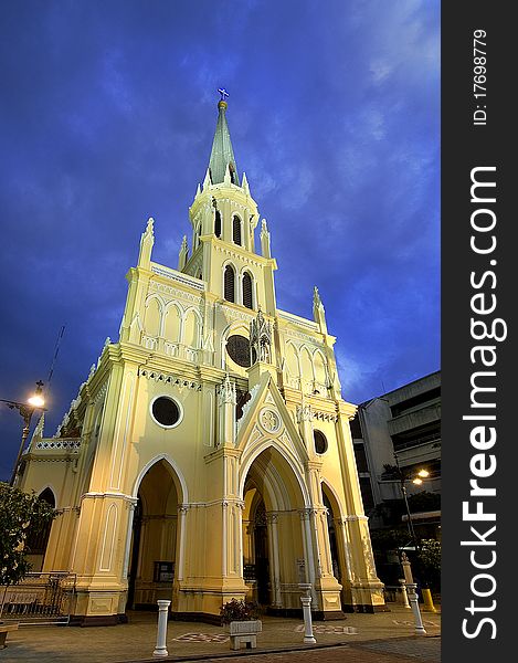 Gotic church at night in Thailand