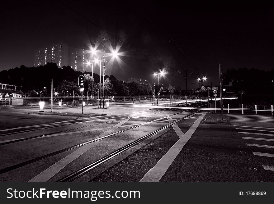 Light rail of Hong Kong in black and white. Light rail of Hong Kong in black and white