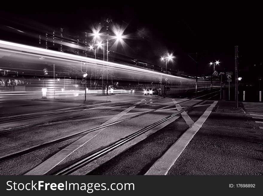 Light rail of Hong Kong in black and white. Light rail of Hong Kong in black and white