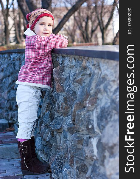 Beautiful baby in a funny hat outdoor. Beautiful baby in a funny hat outdoor