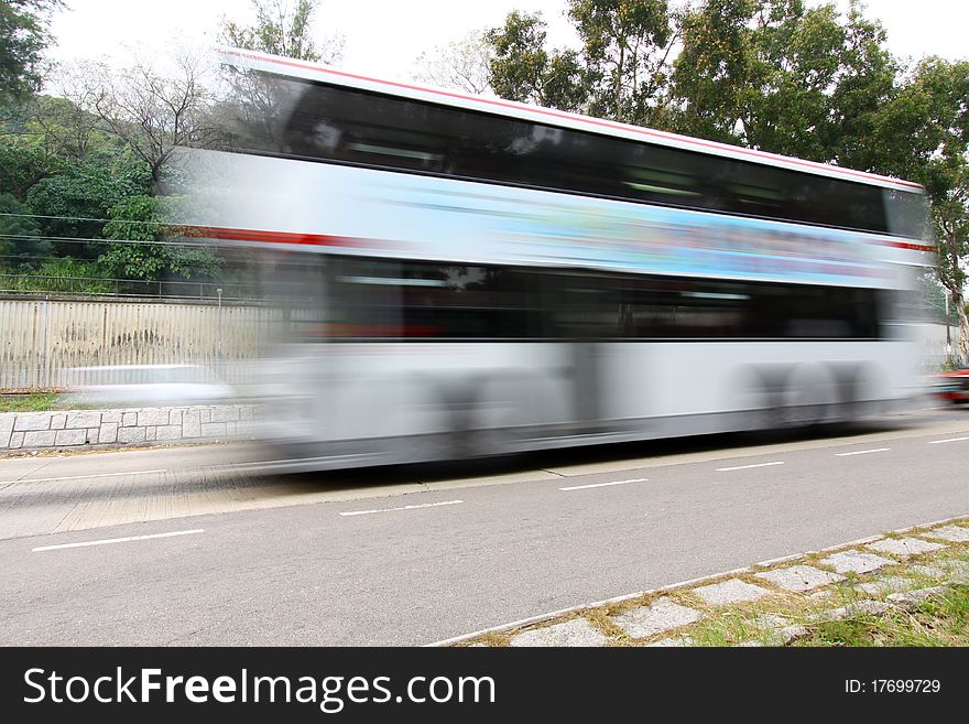 Fast Moving Bus In Hong Kong