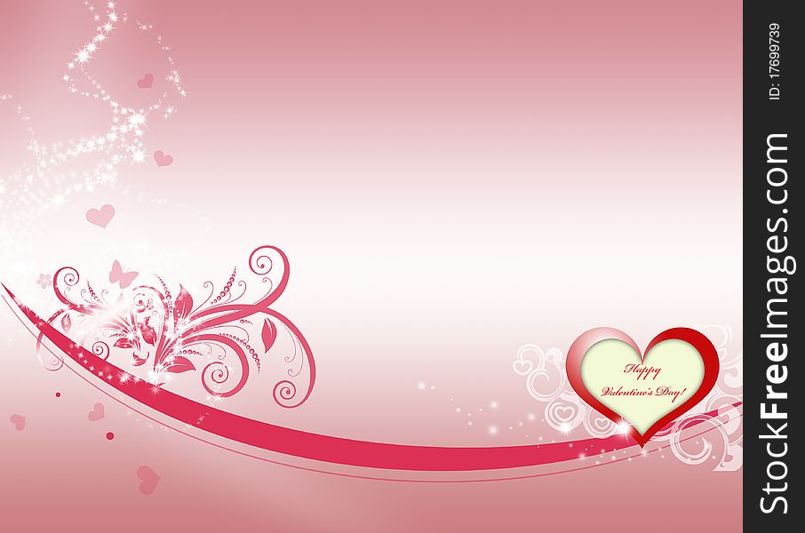 Valentine pink color heart flower star
