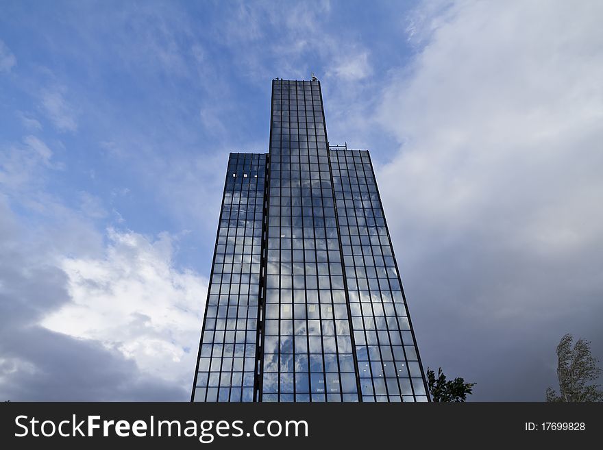 Photo of a tall skyscraper. Photo of a tall skyscraper
