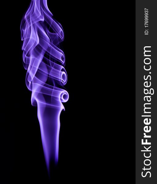 Blue smoke column on a black background