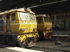 To Old Railway Locomotives Stock Image