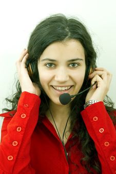 Smiling Girl With Headset Stock Photography Smiling Girl With Headset Stock Photography