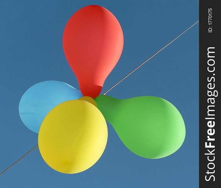 Colours balloons on light blue sky. Colours balloons on light blue sky