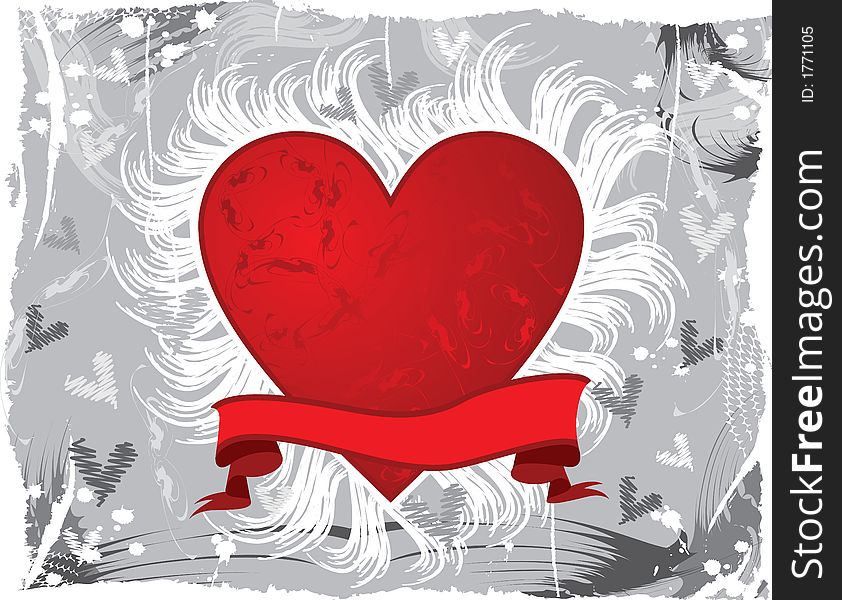 Valentine grunge background, vector illustration