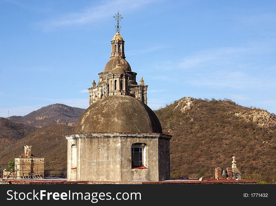 Roof of the church of the town of Alamos, in the northern state of Sonora, Mexico, Latin America