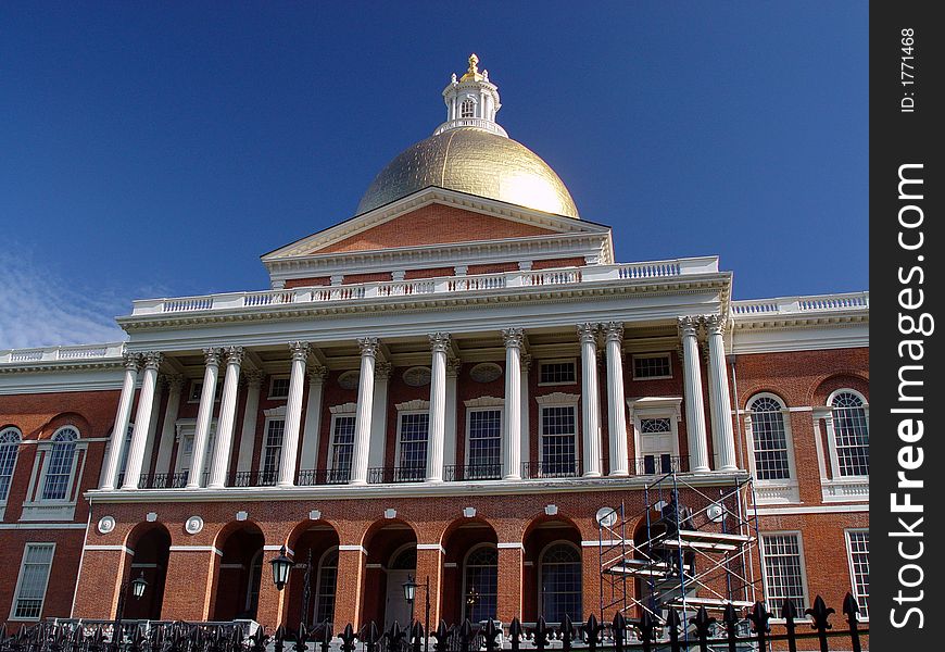 The Massachusetts Statehouse on a beautiful summer day. The Massachusetts Statehouse on a beautiful summer day.
