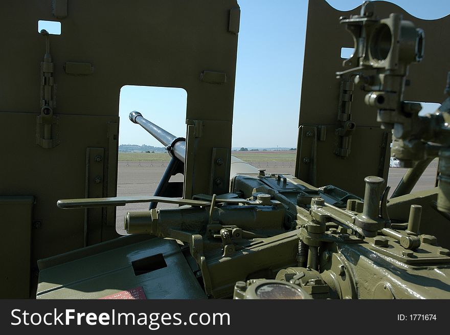 An anti-aircraft gun at the South African Air Force museum. An anti-aircraft gun at the South African Air Force museum.