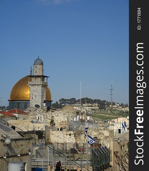 Jerusalem skyline with gold mosque