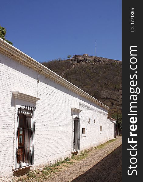 Detail of the wall of a colonial house in the town of Alamos in the northern state of Sonora, Mexico, Latin America