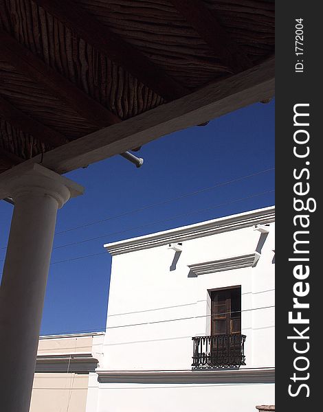 Detail of the wall of a colonial house in the town of Alamos in the northern state of Sonora, Mexico, Latin America