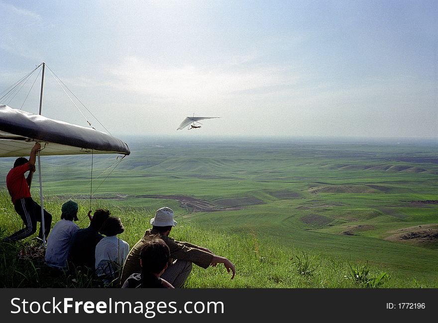 Hang-glider in the sky