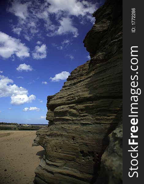 Peeking around the cliff at Staithes North Yorkshire