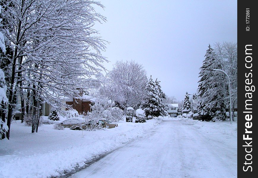 Montreal surburbs in the winter. Montreal surburbs in the winter